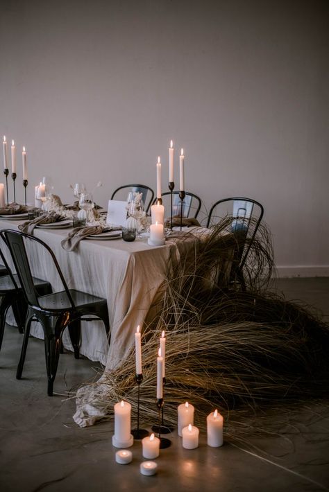 Organic Tablescape, Modern Industrial Wedding, Warehouse Wedding Decorations, Industrial Chic Wedding Decor, Industrial Wedding Table, Urban Wedding Decor, Industrial Wedding Style, Reception Place Settings, Concrete Wedding