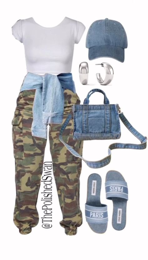 Army Pants Outfit Baddie, Camo Outfit Ideas, Camo Outfit, Camo Fashion, Stylish Summer Outfits, Classy Casual Outfits, Classy Casual, Casual Chic Outfit, Diva Fashion