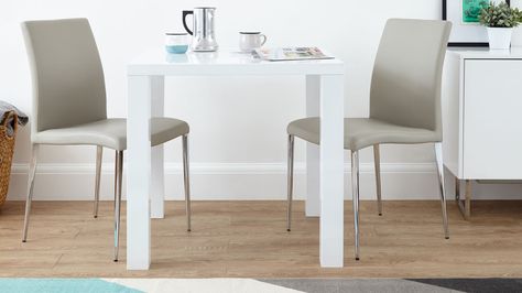 2 Seater White Gloss Square Dining Table Kitchen Tables Ideas, White Round Kitchen Table, Square Kitchen Tables, Breakfast Bar Table, White Dining Set, Kitchen Work Tables, White Gloss Kitchen, White Kitchen Table, Work Tables