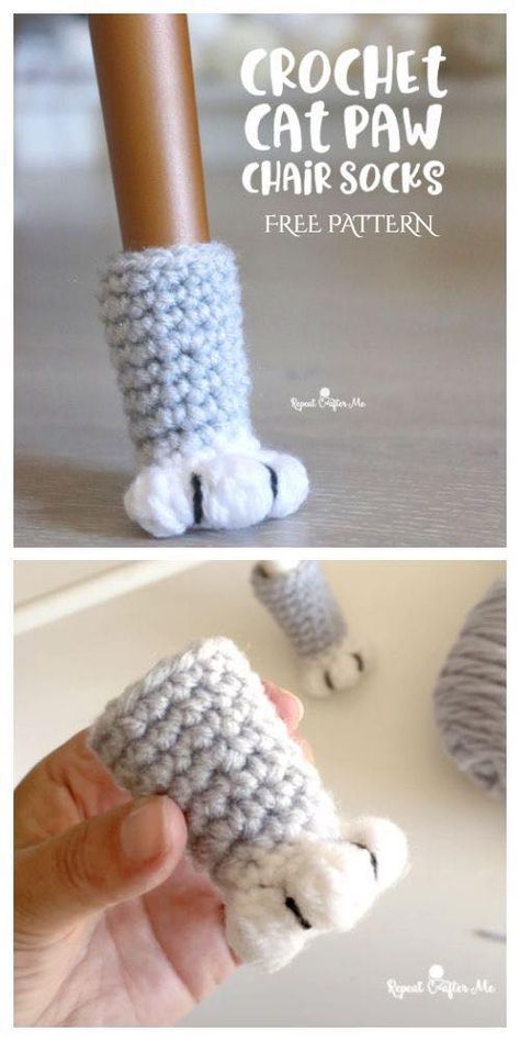 Cat Paw Chair Socks, Kat Haken, Chair Socks, Confection Au Crochet, Clothes Crochet, Kids Crochet, Diy Magazine, Crochet Simple, Pola Sulam