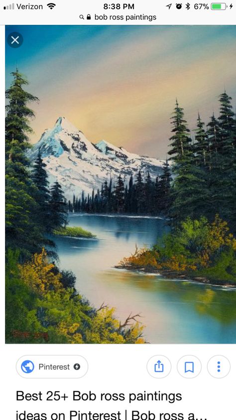 Bob Ross Art, Bob Ross Paintings, Reflection Painting, Forest Painting, Bob Ross, Mountain Paintings, Beginner Painting, Nature Paintings, Modern Art Abstract