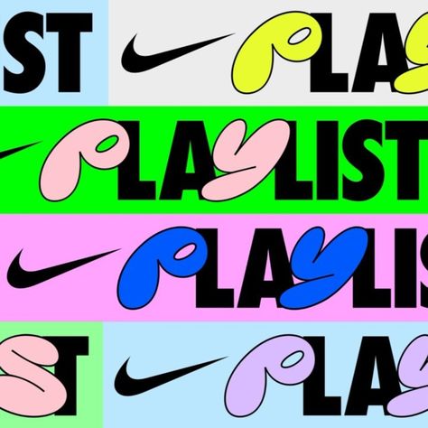 Nike Typography Design, Playground Graphic Design, Kids Brand Identity, Millennial Branding, Nike Animation, Nike Typography, Comedy Logo, Visual Identity Design Branding, Boston Pizza