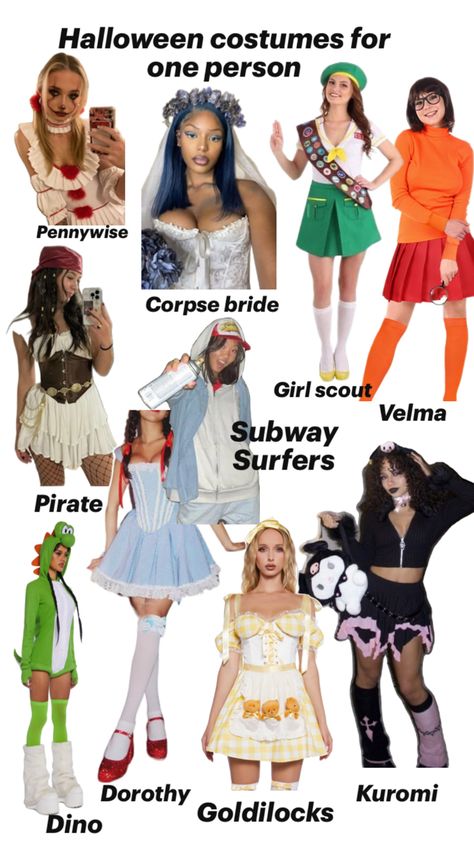 Halloween outfits costumes single fyp Costumes For 1 Person, Halloween Costumes For 1 Person, Halloween Costumes For 1, Subway Surfers, My Pics, Corpse Bride, Girl Scouts, Halloween Costumes, Halloween