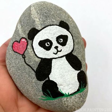 Panda Rock Painting, Rock Painting Idea, Easy Rock Painting Ideas, Easy Rock Painting, Garden For Beginners, Rock Painting Supplies, Panda Painting, Painting Stuff, Rock Painting Tutorial