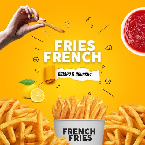 #Fries #poster #banner #french Food Offers Poster, French Fries Poster Design, Fries Poster Design, French Fries Creative Ads, French Fries Poster, Food Offer Poster Design, Fries Advertisement, French Fries Day, French Fries Design