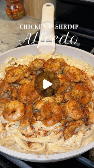 Shrimp Chicken Alfredo, Chicken And Shrimp Alfredo Recipe, Shrimp And Chicken Alfredo, Chicken Shrimp Alfredo, Alfredo With Shrimp, Shrimp Alfredo Pasta Recipes, Chicken And Shrimp Alfredo, Easy Chicken Alfredo, Pasta Fettuccine