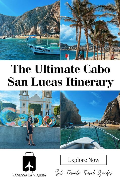 Plan your perfect getaway with this Cabo San Lucas itinerary. Discover the wonders of Cabo San Lucas with this Cabo travel guide. From stunning beaches to vibrant night life, you will experience an unforgettable trip. From where to stay in Cabo San Lucas to the best beaches in Cabo, experience Cabo San Lucas hidden gems. Click the link to get this Mexico travel guide today! Cabo Travel, Travel Cabo San Lucas, Mexico Itinerary, Solo Vacation, Cabo Mexico, Mexico Travel Guides, Solo Female Travel, San Lucas, Cabo San Lucas