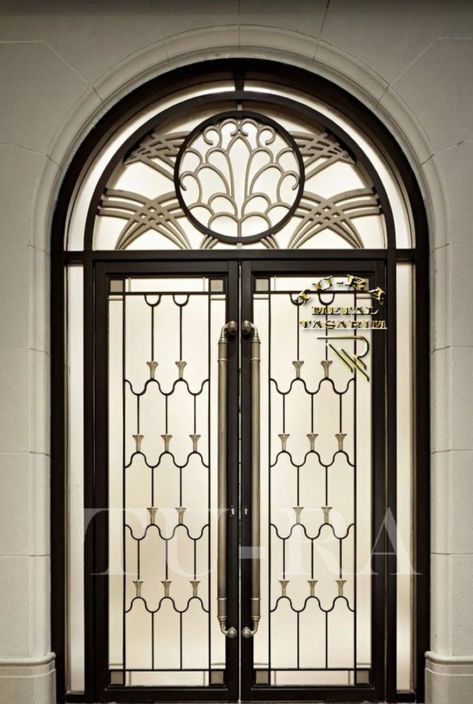 Hotel Doors Design, Wrought Iron Front Door, Steel Doors And Windows, Iron Front Door, Modern Gate, House Main Gates Design, Hotel Door, Iron Gate Design, Classic Doors