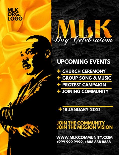 Martin Luther King Day Event 2021 Template Memorial Day Remembrance, Martin Luther King Jr Day, Mission Vision, Event Template, Kings Day, Martin Luther King Day, Church Ceremony, Remembrance Day, King Jr