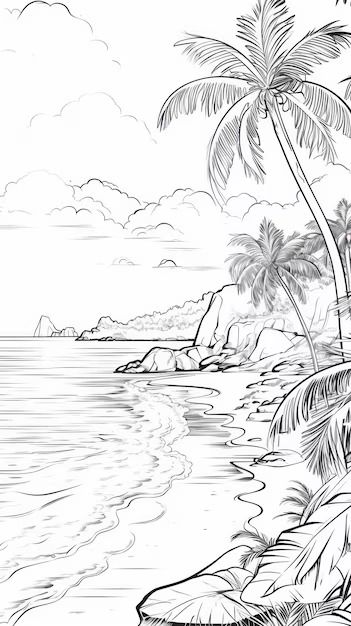 Page 4 | Island Drawing Images - Free Download on Freepik Shore Drawing, Drawing Of A Beach, Beach Shore Drawing, Drawing Of The Beach, Deserted Island Drawing, Remote Island Drawing, Sea Scape Drawing, Beach Hut Drawing, Island Sketch Drawing