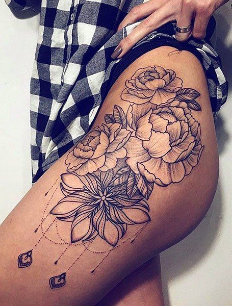 Looking for some tattoo inspiration? #tattoo #ink #art #tattooart #inspiration #design #idea #inkedgirl Hip Tattoos For Girls, Thigh Piece Tattoos, Flower Hip Tattoos, Tattoo Fe, Classy Tattoos For Women, Upper Thigh Tattoos, Hip Tattoo Designs, Hip Thigh Tattoos, Flower Tattoo Meanings