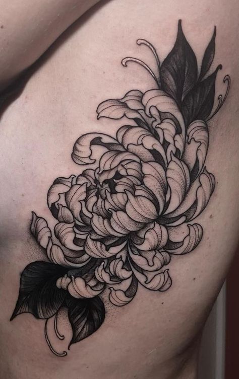 << Check out more Chrysanthemum Tattoos, Ideas and Meanings #tattoomenow #tattooideas #tattoodesigns #tattoos #flower #floral #Chrysanthemum Shaded Chrysanthemum Tattoo, Chrysanthemum Tattoo Blackwork, Black And Grey Chrysanthemum Tattoo, Stippled Flower Tattoo, Chrysanthemum Tattoo Stomach, Spidermum Flowers Tattoo, Chrissanthamum Flower Tattoo, Crisamthmum Tattoo, Chrisathimum Tattoo