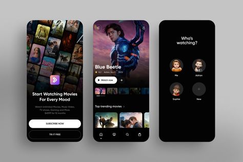 Movie Streaming App Ui Kit :: Behance Movie Advertisement, Film App, Social App Design, Event App, Movie App, Android Design, Mobile App Design Inspiration, App Interface Design, Icon Sets