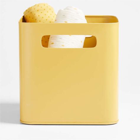 Kids Storage Bins, Metal Storage Bins, Cute Office Supplies, Toy Storage Bins, Metal Wall Shelves, Cube Storage Bins, Organize Craft Supplies, Washable Paper, Ochre Yellow