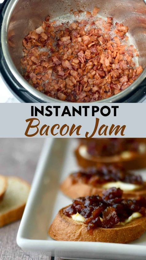 Bacon Instant Pot Recipes, Instant Pot Jam, Instapot Jam, Bacon Jam Recipe Easy, Easy Bacon Jam, Instant Pot Canning, Instant Pot Bacon, Bacon Onion Jam, Bacon Jam Recipe