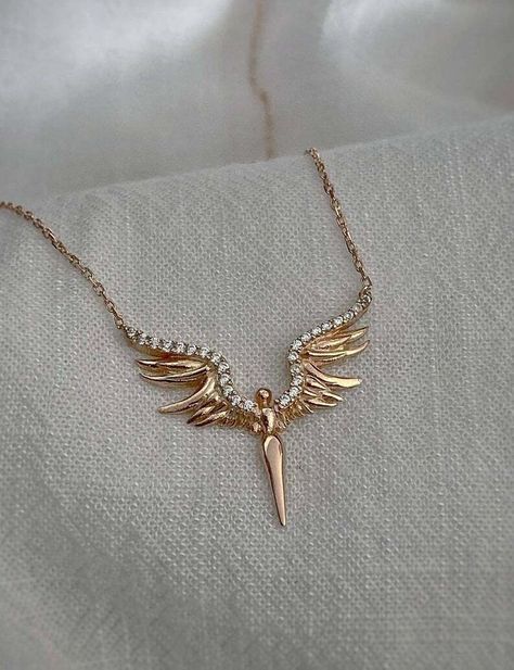 Hand Jewelry Rings, Angel Wings Necklace, Diamond Angel, Guardian Angel Necklace, Angel Pendant Necklace, Wings Necklace, Lucky Jewelry, Angel Jewelry, Bridal Diamond Jewellery