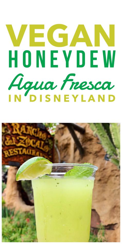 Vegan in Disneyland - Honeydew Agua Fresca at Rancho del Zocalo Disney Recipes, Honeydew Melon, Water Parks, Agua Fresca, Lime Wedge, Cruise Line, Disney Food, Fresh Mint, Vegan Snacks