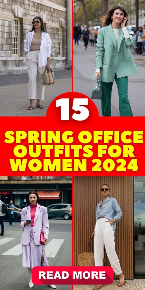 Elevate your professional style in 2024 with our spring office outfits for women. Whether you're a young professional or an Indian working woman, we have a range of options for you. From smart casual work wear to formal and classy business professional attire, our collection offers versatile choices. Don't miss out—order now to upgrade your work wardrobe. Smart Casual Work Attire, Spring Fashion Essentials, Spring Office Outfits, Casual Work Dress, Business Professional Attire, Smart Casual Work, Casual Work Attire, Casual Work Wear, Professional Style