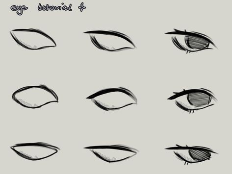 easy eye tutorial yay ✧ Hairstyles Drawing Front View, Side Eye View Drawing, Hand Reference Side View, Half Lidded Eyes Drawing Reference, Downward Eyes Drawing, Eyes Side View, Eye Side View, Side View Tutorial, Webtoon Eyes