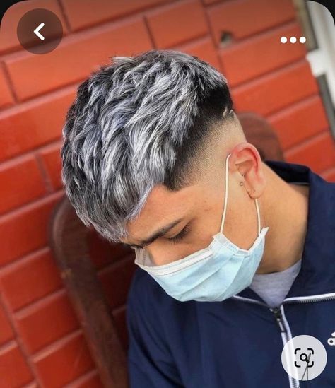 Men’s Silver Hair, Colored Hair For Men, Grey Hair Color Men, Fades Haircuts, Platinum Blonde Hair Men, Hair Color Men, Hair Color Ideas For Men, Silver Hair Men, Bleached Hair Men