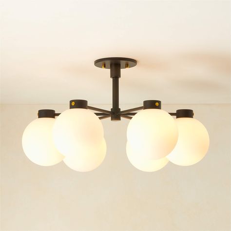 Marra Modern 6-Bulb Black Flush Mount Light + Reviews | CB2 Black Globe Pendant Light, Brass Flush Mount Light, Black Flush Mount Light, Blue Pendant Light, Iron Wall Sconces, Globe Pendant Light, Brass Pendant Light, Flush Mount Light, Semi Flush Mount Lighting