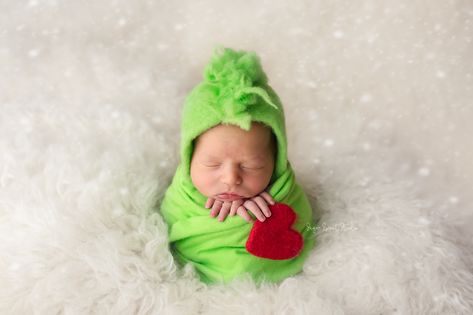 "The Grinch" themed Potato Sac pose by Sugar Sprout Studio-Northern Kentucky Newborn Photographer. Newborn Grinch Pictures, Grinch Newborn Photoshoot, Grinch Newborn Photos, Newborn Grinch Photoshoot, Baby Grinch Photoshoot, Grinch Baby Photoshoot, Grinch Photoshoot, Xmas Photoshoot, Christmas Baby Pictures