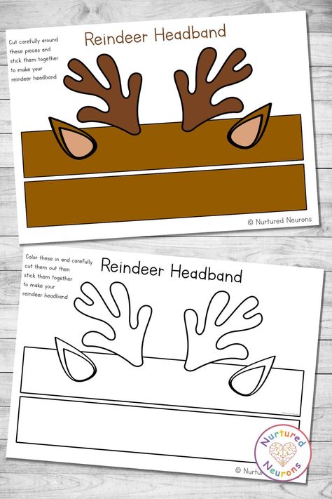 Any little learners want to dress as a reindeer this Halloween?Then why not check out this awesome DIY reindeer antler craft. These printable paper reindeer crown templates will turn them into cute deers in moments. There's color and black and white templates for this simple Christmas craft and you can get them over at Nurtured Neurons! #Reindeers #ReindeerCrafts #Antlers #DIYToys #KidsDiy #SimpleCrafts #PreschoolCrafts #ChrismtasActivities #EasyCrafts #ChristmasCrafts #DIYCostumes Deer Antler Headband Diy, Reindeer Hat Template Free Printable, Reindeer Headband Template, Reindeer Antlers Template, Diy Reindeer Antlers, Diy Deer Antlers Headband, Diy Reindeer Costume, Printable Reindeer Antlers, Christmas Craft Templates