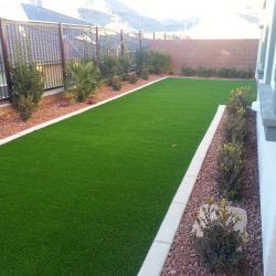 Artificial Turf & Concrete Border - Cacti Landscapes Backyard Grass Landscaping, Concrete Border, Artificial Grass Backyard, Turf Backyard, Concrete Backyard, Desert Backyard, Arizona Backyard, No Grass Backyard, Lawn Alternatives