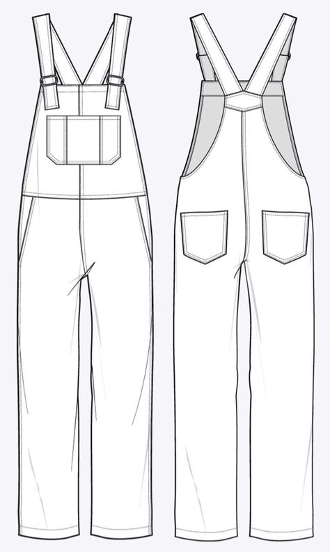 How To Draw Overalls, Overalls Sketch, Overall Sketch, Clothes Illustration, Fashion Figure Drawing, Fashion Design Template, Overalls Fashion, Fashion Drawing Sketches, Fashion Design Sketchbook