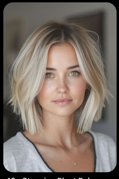 #BlondeHairGoals #BlondeTransformation #HairMakeover #BlondeBeauty #BlondeAmbition #HairInspo #BlondeBombshell #BlondeJourney #NewHairWhoDis #BlondeVibes #HairTransformation #BlondeLife #BlondeHighlights #BlondeObsessed #BlondeMagic Miranda Derrick Hair, Short To Mid Length Haircuts, Summer Blonde Hair Short, Short Hair Blonde Highlights, Short Hairstyle Women Fine Hair, Bronde Bob, Blonde Hair Tips, Fine Hair Pixie, Perfect Blonde Hair