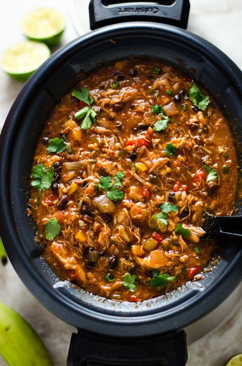 Slow Cooker Jamaican Jerk Chicken Chili with Plantain Chips - Host The Toast Jamaican Jerk Chicken Chili, Jerk Chili Recipe, Ancho Chicken, Slow Cooker Jerk Chicken, Shredded Chicken Chili, Delicious Chili Recipe, Chili Dinner, Jerk Chicken Recipe, Jamaican Jerk Chicken