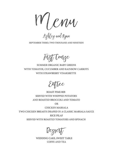 Free printable wedding menu template for the DIY bride. Print out our simple and elegant free printable wedding menu. Free Printable Menu Template, Menu Card Template, Free Printables, Simple Wedding Menu, Wedding Menu Cards, Diy Wedding Programs, Wedding Binder, Free Wedding Templates, Wedding Menu Template Free Printable Menu Template, Simple Wedding Menu, Rustic Wedding Menu, Free Printable Menu, Free Menu Templates, Free Printable Wedding Invitations, Diy Wedding Menu, Bridal Shower Menu, Diy Menu