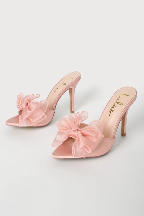 Pink Prom Shoes, Ribbon Heels, Bow High Heels, Pink High Heels, Prom Heels, Bow Heels, Satin Heels, Sandal Heels, Elegant Shoes