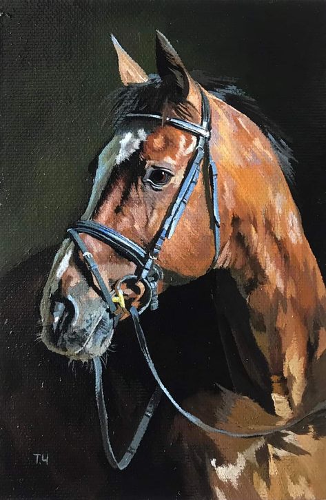 Village Painting, Horse Canvas Painting, Horse Oil Painting, Oil Painting Inspiration, Bay Horse, Horse Artwork, Animal Portraits Art, Racing Art, Horse Portrait