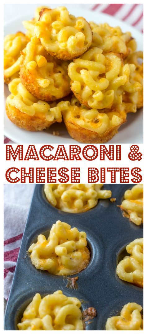 Mini Macaroni and Cheese Bites, everyone's favorite side dish recipe in appetizer form! Perfect for the Super Bowl or any sports party! Macaroni And Cheese Bites, Macaroni Cheese Bites, Fingerfood Recipes, Cheesy Mac, Bowl Party Food, Cheese Baked, Game Day Appetizers, Appetizers Easy Finger Food, Quick And Easy Appetizers