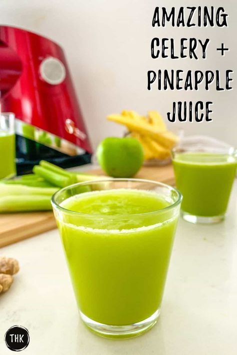 There's nothing like freshly made juice and this celery and pineapple juice is FAN-tastic!! Juice With Celery, Celery Pineapple Smoothie, Celery And Pineapple Juice Benefits, Pineapple And Celery Juice, Pineapple Celery Cucumber Green Juices, Juicing With Pineapple Recipes, Juicing Pineapple Recipes, Celery Pineapple Juice, Pineapple Juicing Recipes