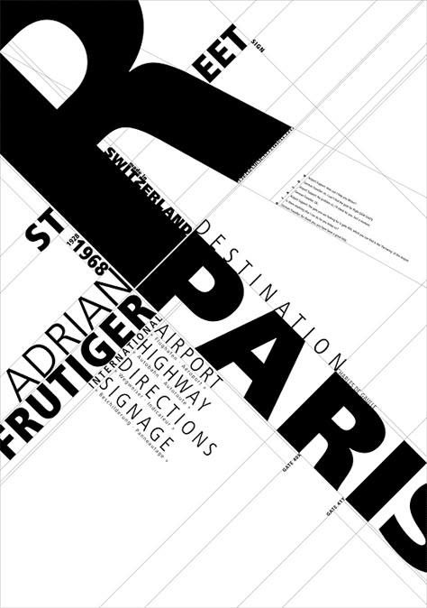 Born in 1928 on May 24, Adrian Frutiger, is a type face designer best known for creating the Univers and Frutiger fonts. Between 1949 and 1951 Frutiger studied at the School of Applied Arts in Zuri... Typeface Poster, Inspiration Typographie, Typography Alphabet, 타이포그래피 포스터 디자인, White Sheet, Poster Fonts, Typography Layout, Typography Poster Design, Typographic Poster