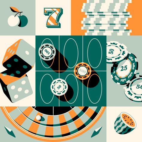 Attachment_1 Poker Illustration, Ikko Tanaka, Casino Roulette, 달력 디자인, Hat Club, New Vegas, Poker Chip, Fallout New Vegas, Graphic Poster Art