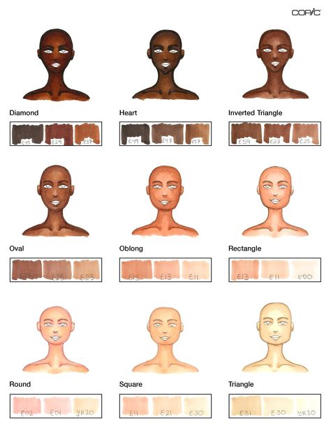 Skin Palette, Different Face Shapes, الفن الرقمي, Skin Drawing, Color Mixing Chart, Fashion Drawing Sketches, How To Shade, Skin Color Palette, Colored Pencil Techniques