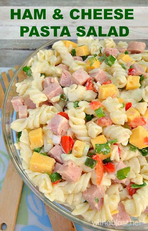 Ham And Cheese Pasta Salad, Cheese Pasta Salad, Ham Pasta Salad, Salad With Ham, Ham And Cheese Pasta, Cheese Ideas, Cheese Salad Recipes, Ham Salad Recipes, Salad Appetizer Cups