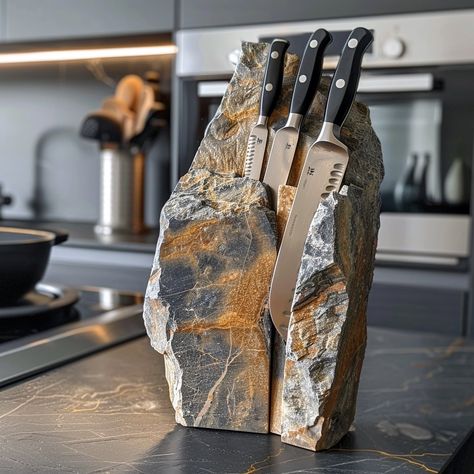 Introducing the “StoneTusk” Knife Block, a captivating blend of natural stone elements, inspired by the raw beauty of earth’s formations. With its unique textures and earthy hues, this functional art piece securely holds your knives while adding rustic charm to your kitchen. Conceptual AI Art Follow @ecosapiens for more! Beauty Of Earth, Earthy Hues, Unique Textures, Stone Products, Stone Material, Raw Beauty, Functional Art, Knife Block, Rustic Charm