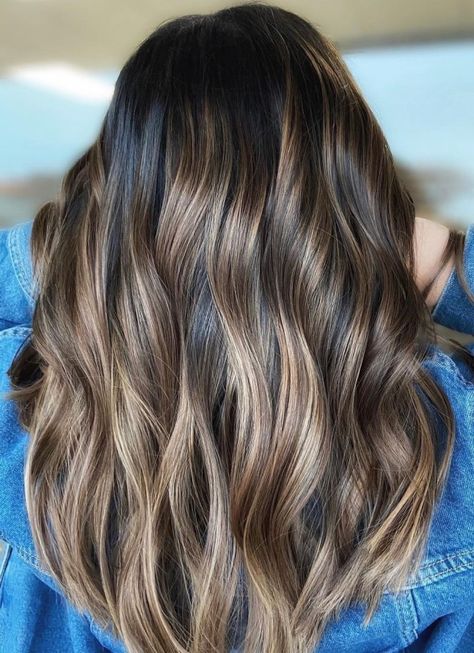 Ash Brown Highlights for Dark Hair Dark Brunette Balayage, Balayage Straight Hair, Balayage Long Hair, Color Rubio, Brunette Balayage, Black Hair With Highlights, Dark Hair With Highlights, Brunette Balayage Hair, Hair Styles 2017