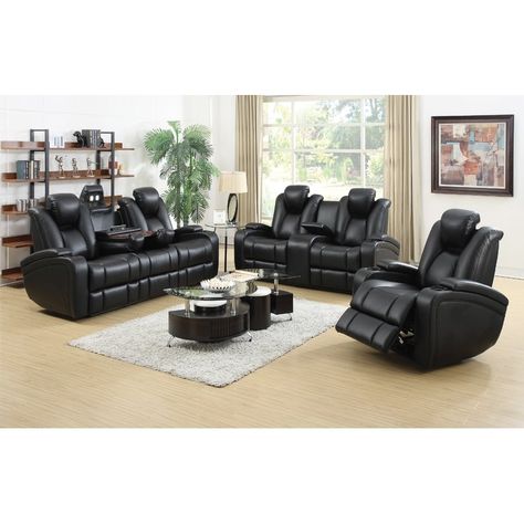 Black Living Room Set, Sofa And Loveseat Set, Sofa Lounge, Black Living Room, Leather Sofa Set, Leather Reclining Sofa, Leather Living Room Set, Power Reclining Sofa, Recliner Sofa