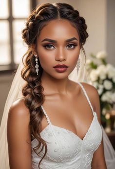 Wedding Makeup For Latinas, Mexican Wedding Hair, Mexican Wedding Makeup, Mexican Wedding Hairstyles, Maroon Dress Makeup, Wedding Hairstyles African American, Shadi Makeup, Hispanic Wedding, Brides Makeup