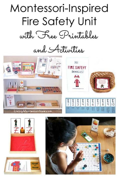 Free fire safety printables and Montessori-inspired fire safety activities for multiple ages; perfect for home or classroom - Living Montessori Now #Montessori #homeschool #firesafetytheme #firesafety #freeprintables #preschool #kindergarten Fire Safety Math Activities For Toddlers, Teaching Fire Safety To Preschool, Montessori Fire Safety, Free Fire Safety Printables, Fire Safety Preschool Literacy, Fire Safety Booklet, Fire Safety Books For Preschool, Fire Safety Lesson Plans, Fire Safety Worksheets