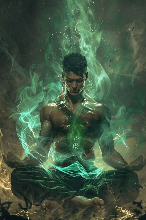 more in telegram Black Archer Male, Mind Power Art, Mind Reader Power Aesthetic, Meditating Character, Mind Powers Aesthetic, Rock Powers, Aura Powers, Divine Masculine Aesthetic, Meditation Illustration Art