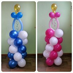 Cute balloon columns with pacifier for baby boy and girl. Balloon Pacifier, Baby Shower Ballons, Baby Shower Balloon Decorations, Deco Ballon, Idee Babyshower, Baby Shower Deco, Baby Shower Crafts, Baby Balloon, Shower Columns