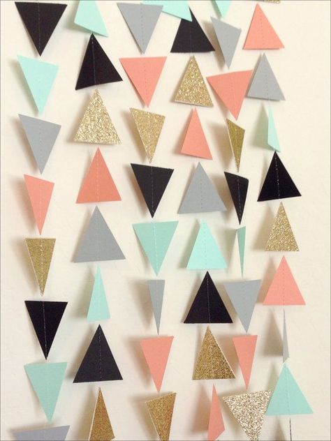 Pow Wow Party, Birthday Garland, Paper Backdrop, Mandala Tattoo Design, Mint Gold, 15 Diy, Geometric Triangle, Cool Ideas, Décor Diy