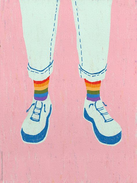 Socks Illustration, Pride Ideas, Rainbow Socks, Cool Socks, Mens Socks, Printmaking, Stock Images Free, The Man, Feathers