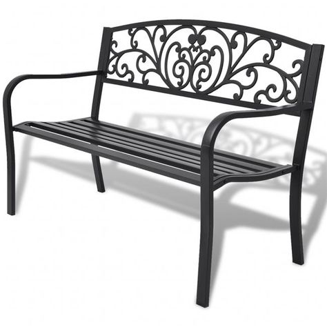 Free 2-day shipping. Buy vidaXL Garden Bench Black Cast Iron at Walmart.com Front Porch Bench, Cast Iron Garden Bench, Porch Bench, Porch Chairs, Living Room Decor Furniture, Iron Bench, Porch Furniture, Patio Bench, Patio Spaces